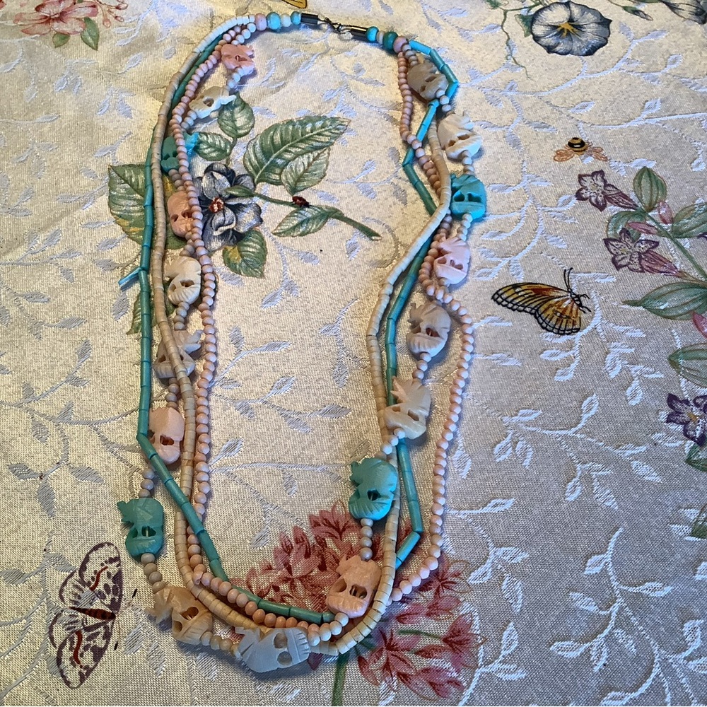 Multicolor Beaded Skull Necklace